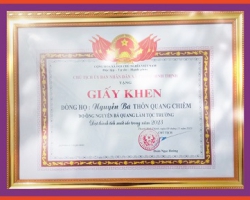 GIẤY KHEN CHO DÒNG HỌ